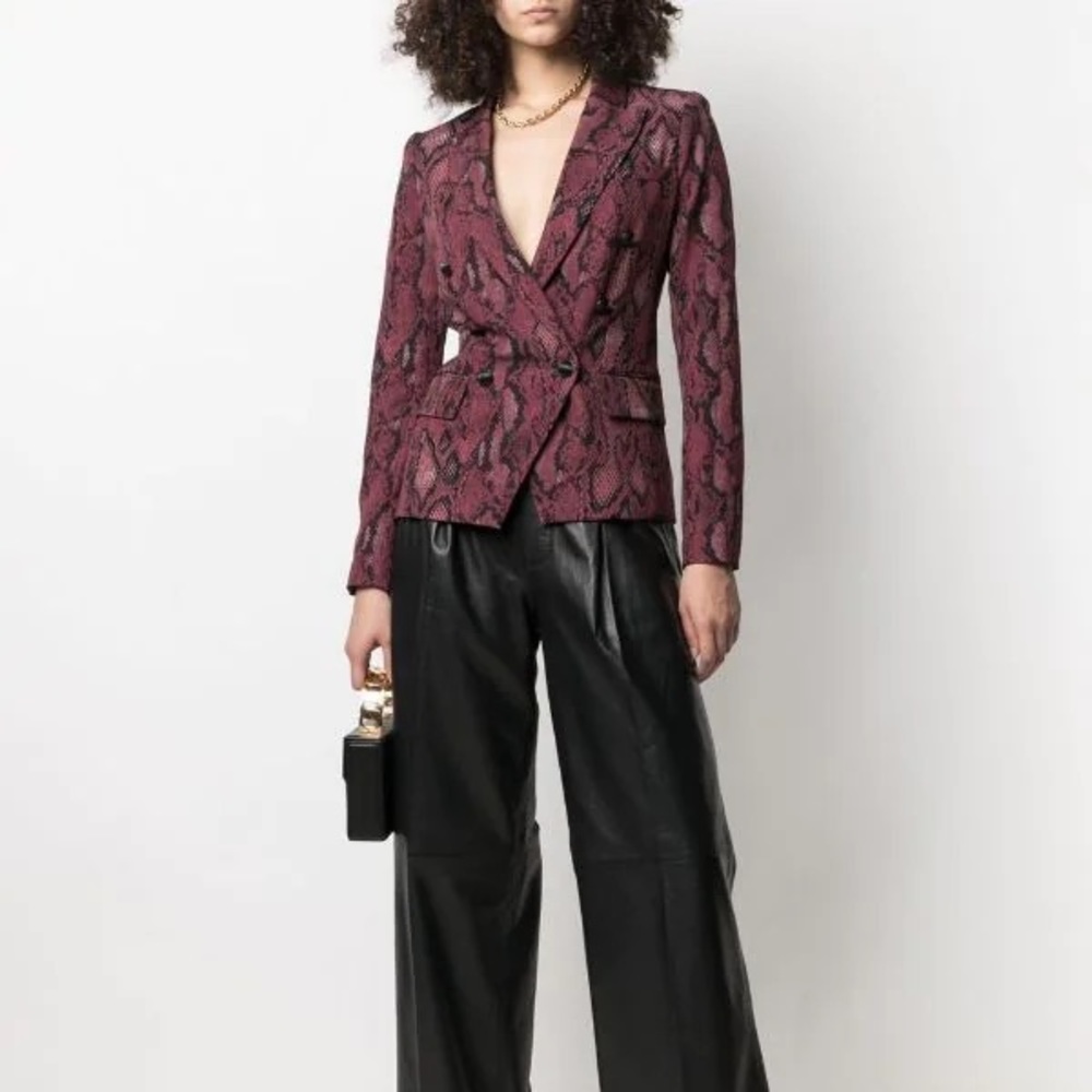 L'Agence
snakeskin-print double-breasted blazer